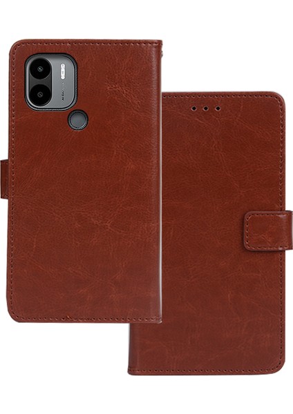 Xiaomi Için Poco C51 4g Cüzdan Telefon Kılıfı Çılgın At Dokusu Pu Deri Stand Flip Cover-Brown (Yurt Dışından)