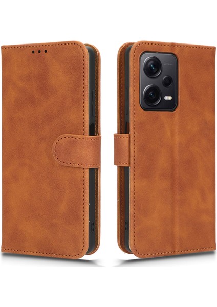 Xiaomi Redmi Için Note 12 Pro+ 5g Telefon Cüzdan Kılıfı Pu Deri Telefon Stand Kapağı-Kahverengi (Yurt Dışından)