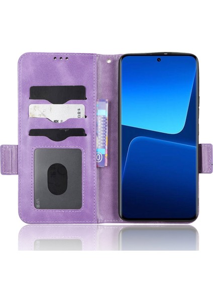 Xiaomi 13 Pro 5g Için Koruyucu Telefon Kapağı Baskılı Üçgen Desen Pu Deri Deri Anti-Fall Flip Cüzdan Kılıfı El Kayışı ile Stand-Mor (Yurt Dışından) fiyatları