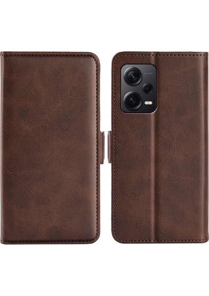 Xiaomi Redmi Için Note 12 Pro+ 5g Buzağı Doku Standı Pu Deri Cüzdan Kapağı-Kahverengi (Yurt Dışından)