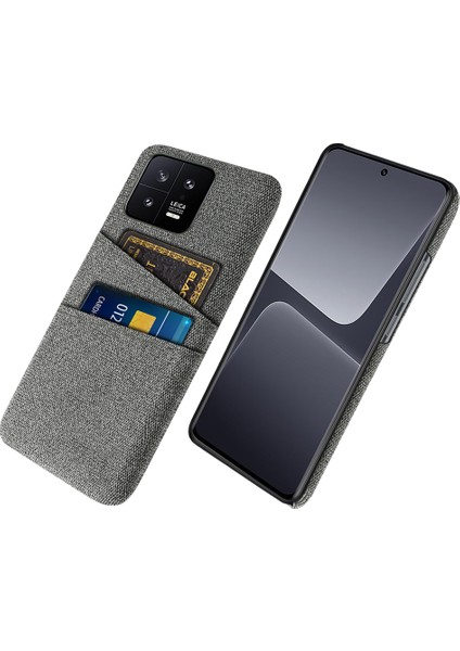 Xiaomi 13 5g Kumaş Doku Için Çift Kart Yuvaları Pc Kılıfı Koşul Anti Tele Koruyucu Kapak-Gri (Yurt Dışından)