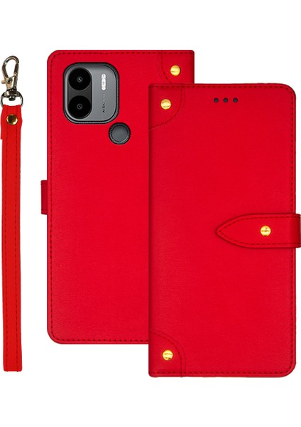 Xiaomi Poco C51 4g Şok Geçirmez Kapak Pu Deri Kart Tutucu Stand Telefon Kılıfı-Kırmızı (Yurt Dışından)