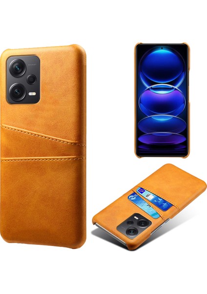 Xiaomi Redmi Için Note 12 Pro+ 5g Telefon Geri Kapak Pc+ Pu Deri Telefon Kılıfı Çift Kart Yuvalı-Turuncu (Yurt Dışından)