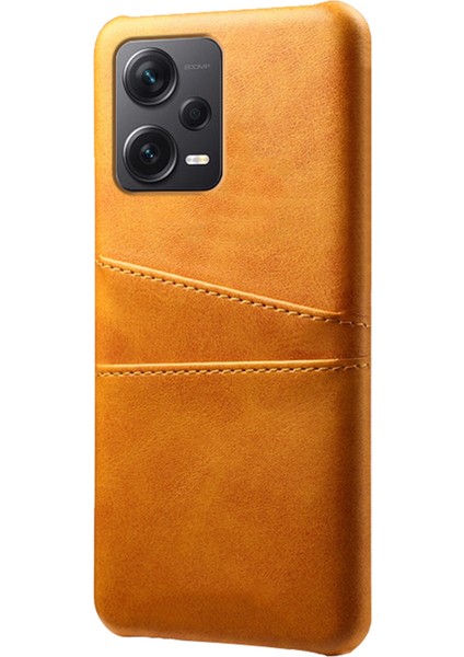 Xiaomi Redmi Için Note 12 Pro+ 5g Telefon Geri Kapak Pc+ Pu Deri Telefon Kılıfı Çift Kart Yuvalı-Turuncu (Yurt Dışından)