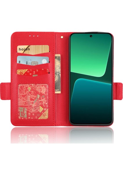 Xiaomi 13 Pro 5g Çift Manyetik Toka Litchi Dokusu Flip Deri Telefon Kılıf Cüzdan Stand Koruyucu Telefon Kapağı-Kırmızı (Yurt Dışından) fiyatları