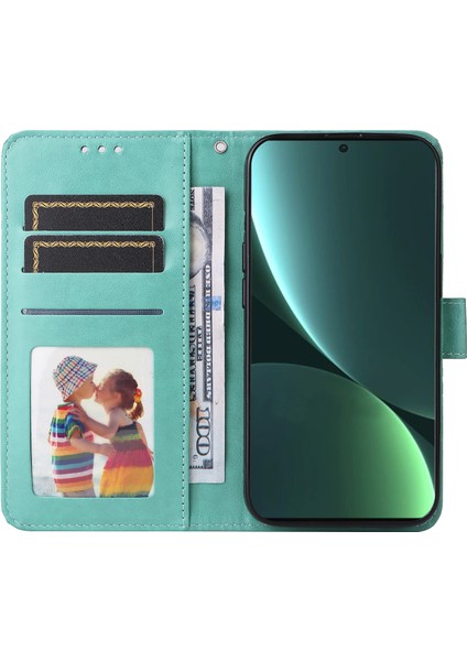 Xiaomi 13 Pro 5g Için Anti Drop Telefon Kılıfı Pu Deri Ayçiçeği Baskılı Stand Cüzdan Koruyucu Folio Flip Kapak Bilek Kayışı Ile-Yeşil (Yurt Dışından) fiyatları