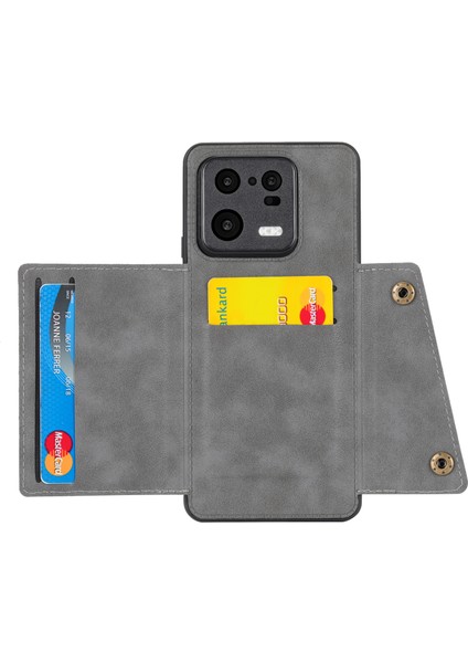 Çift Düğme Kartı Yuvaları Xiaomi 13 Pro 5g Kickstand Araba Montaj Metal Sayfası Anti-Çizelge Deri Kapalı Tpu Arka Kapak-Gri (Yurt Dışından) fiyatları