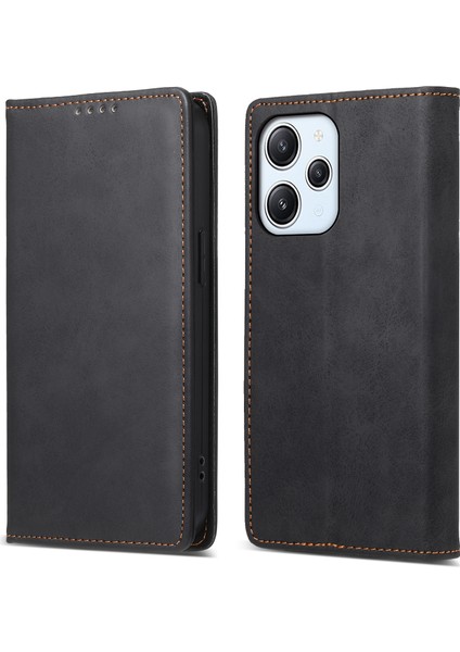 Xiaomi Redmi Için 12 4g Rfıd Engelleme Stand Cüzdan Deri Kılıf Anti-Drop Telefon Kapağı-Siyah (Yurt Dışından)