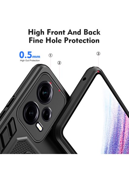 Xiaomi Redmi Için Note 12 Pro+ 5g Telefon Kapağı Kickstand Pc+ Tpu Akıllı Telefon Telefon Kılıfı-Siyah (Yurt Dışından)