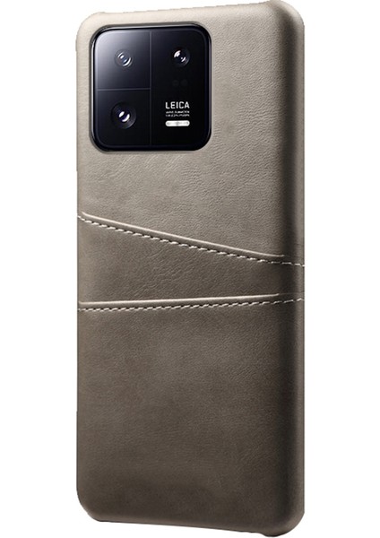 Xiaomi 13 Pro 5g Için Çift Kart Yuvalı Pu Deri Kaplamalı Sert Pc Sıralamaya Dayanıklı Arka Kapak-Gri (Yurt Dışından)