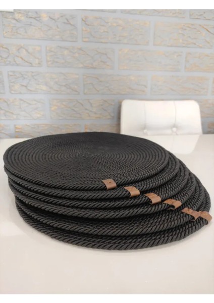 6 Adet Amerikan Servis Runner Supla Sunum Çeyiz Takım Örme Örgü Tabak Altı Yanmaz Füme Renk modelleri