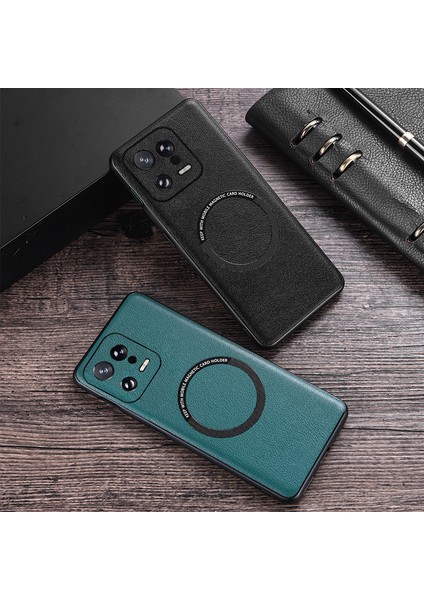 Pu Deri Kaplamalı Tpu+Pc Xiaomi 13 Pro 5g Telefon Kapağı Magsafe Şarj Cihazı ile Uyumlu-Yeşil (Yurt Dışından) fiyatları