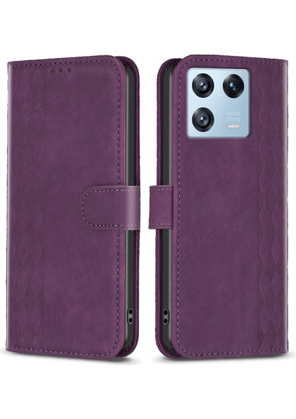 Xiaomi 13 Pro 5g Baskılı Pu Desen Pu Deri Flip Cover Damla Dayanıklı Cüzdan Telefon Kılıfı-Mor (Yurt Dışından)