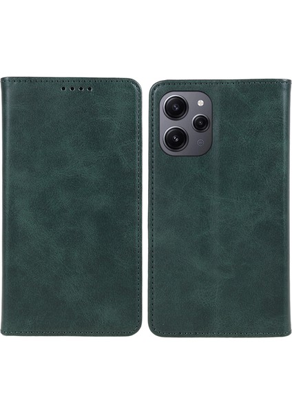 Xiaomi Için Redmi 12 4g Cüzdan Kılıf Buzağı Doku Pu Deri Stand Flip Manyetik Kapak Telefon Kapağı-Yeşil (Yurt Dışından)