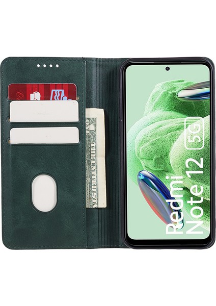 Xiaomi Için Redmi 12 4g Cüzdan Kılıf Buzağı Doku Pu Deri Stand Flip Manyetik Kapak Telefon Kapağı-Yeşil (Yurt Dışından) fiyatları
