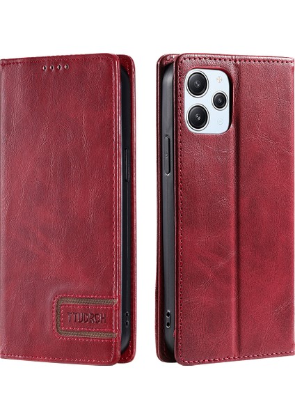 Ttudrch Style 007 Xiaomi Redmi Için Rfıd Engelleme Kabuğu 12 4g Stand Telefon Kılıfı Cüzdan Deri Kapağı-Kırmızı (Yurt Dışından)