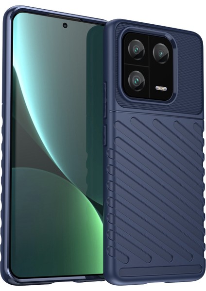 Xiaomi 13 Pro 5g Thunder Serisi Kalınlaştırılmış Tpu Telefon Kılıfı Twill Doku Slip Anti Anti Anti Anti Tele Kapağı-Blue (Yurt Dışından)