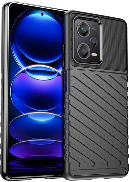 Xiaomi Redmi Için Bump Düzeltme Geri Kabuk Not 12 Pro+ 5g Thunder Serisi Kalınlaştırılmış Tpu Telefon Kılıfı Twill Doku Telefon Kapağı-Siyah (Yurt Dışından)