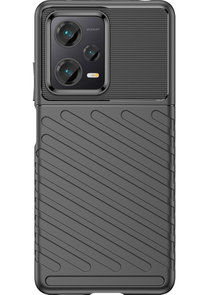 Xiaomi Redmi Için Bump Düzeltme Geri Kabuk Not 12 Pro+ 5g Thunder Serisi Kalınlaştırılmış Tpu Telefon Kılıfı Twill Doku Telefon Kapağı-Siyah (Yurt Dışından)
