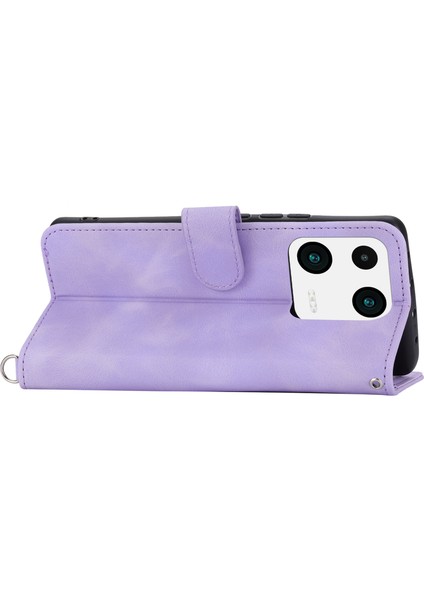 Xiaomi 13 Pro 5g Için Omuz Çantası Telefon Kılıfı Cüzdan Fonksiyonu Cilt Touch Hissediz Baskılı Çiçekler Derecilik Deri Bilek Tappisi-Light Purple (Yurt Dışından) fiyatları