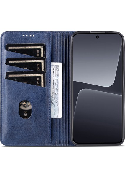 Xiaomi 13 5g Flip Deri Telefon Kılıfı Stand Cüzdan Cowhide Doku Şok Geçirmez Telefon Kapağı-Mavi (Yurt Dışından) fiyatları