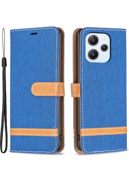 Xiaomi Redmi Için 12 4g Pu Deri+Tpu Telefon Kılıfı Kot Cezası Bir Ekleme Cüzdan Stand Kapağı-Safir (Yurt Dışından)