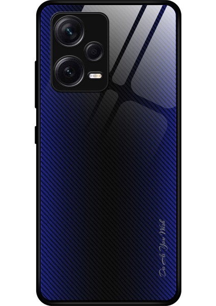 Xiaomi Redmi Için Note 12 Pro+ 5g Şok Geçirmez Telefon Kasası Karbon Fiber Doku Ince Kasa Temperli Cam+ Tpu Telefon Kapağı-Koyu Mavi (Yurt Dışından)