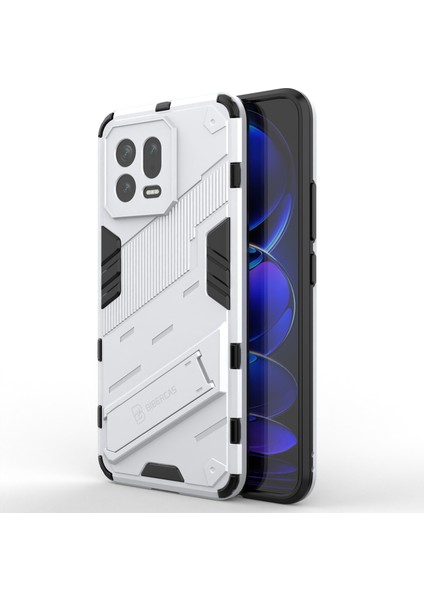 Xiaomi 13 5g Için Kickstand Telefon Kapağı Anti-Drop Sert Pc Yumuşak Tpu Hibrit Kılıf-Beyaz (Yurt Dışından)