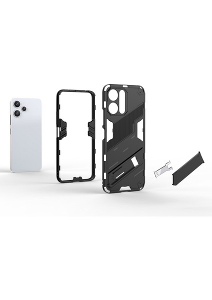 Xiaomi Redmi Için 12 4g/12 5g/poco M6 Pro 5g Anti-Dalgalı Koruyucu Telefon Vaka Kickstand Pc+Tpu Telefon Kapağı-Siyah (Yurt Dışından) fiyatları