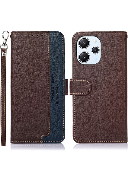 Xiaomi Redmi Için 12 4g Litchi Doku Stand Telefon Kılıfı Rfıd Engelleme Deri Kabuk Cüzdan Telefon Kapağı-Kahverengi (Yurt Dışından)