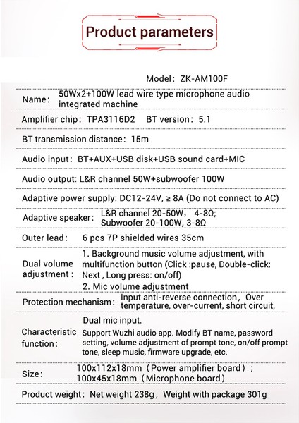 -AM100F Kurşun Tipi Ktv Mikrofon Ses Sistemi 2.1 Kanal Bluetooth Güç Amplifikatörü Kartı 50+50+100W (Yurt Dışından) fırsatları
