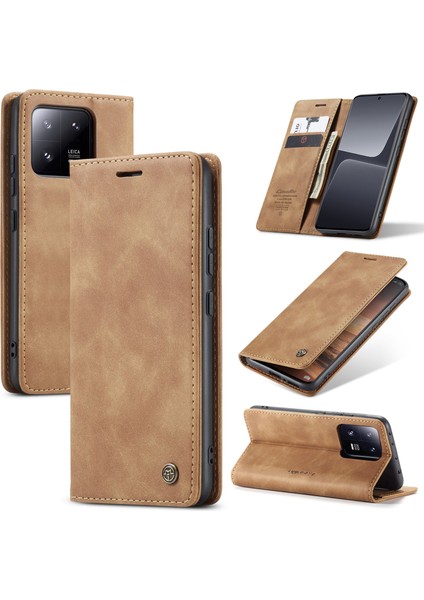 Xiaomi 13 Pro 5g Cüzdan Stand Telefon Vaka Telefon Deri Kapağı-Kahverengi (Yurt Dışından)