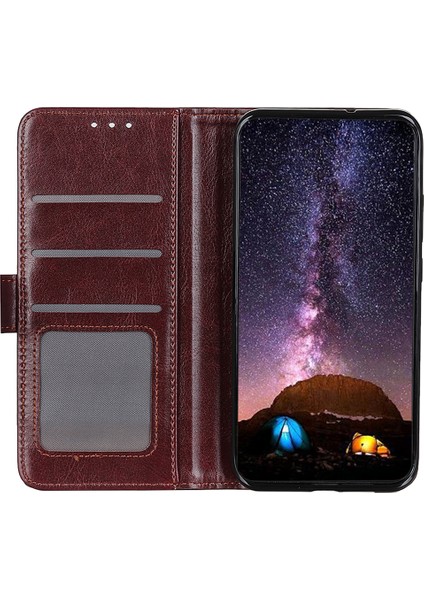 Xiaomi Redmi Için 12 4g Pu Deri Flip Kılıf Çılgın At Doku Stand Cüzdan Telefon Kapağı-Kahverengi (Yurt Dışından) fiyatları