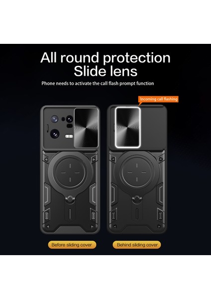 Xiaomi 13 Pro 5g Telefon Kılıfı Için Slayt Kameralı Kickstand Pc+Tpu Kapak Slayt Kameralı Kapak-Siyah (Yurt Dışından) fiyatları