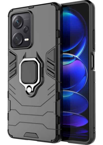 Xiaomi Redmi Için Note 12 Pro+ 5g Ring Tutucu Kickstand Telefon Geri Dışarıda Şok Geçirmez Pc+ Tpu Hibrid Kapak-Siyah (Yurt Dışından)