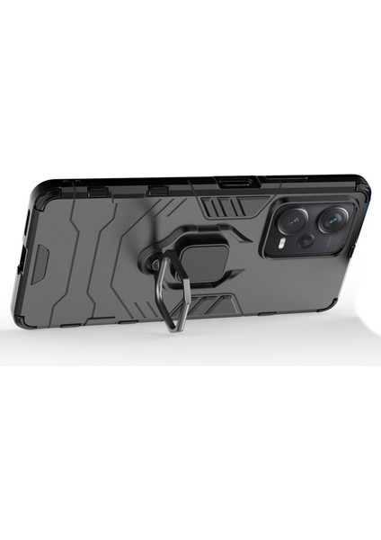 Xiaomi Redmi Için Note 12 Pro+ 5g Ring Tutucu Kickstand Telefon Geri Dışarıda Şok Geçirmez Pc+ Tpu Hibrid Kapak-Siyah (Yurt Dışından)