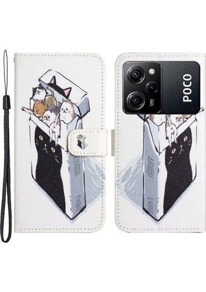 Xiaomi Poco X5 Pro 5g/redmi Için Note 12 Pro Speed ​​5g Pu Cüzdan Telefon Kılıfı 3D Desen Baskı Anti-Damla Stand Kapağı-Kediler (Yurt Dışından)