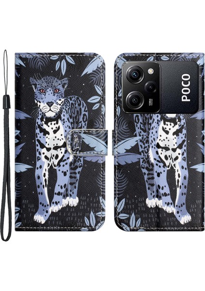 Xiaomi Poco X5 Pro 5g/redmi Note 12 Pro Speed ​​5g Pu Cüzdan Telefon Kılıfı 3D Desen Baskı Anti-Damla Stand Kapağı-Leopard (Yurt Dışından)