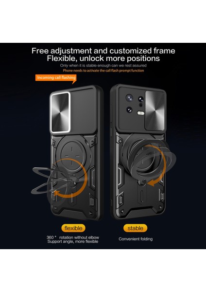 Xiaomi Için 13 Damla Dirençli Kapak Slayt Kameralı Kapak Halkası Kickstand Pc+Tpu Telefon Kılıfı-Mavi (Yurt Dışından) fiyatları