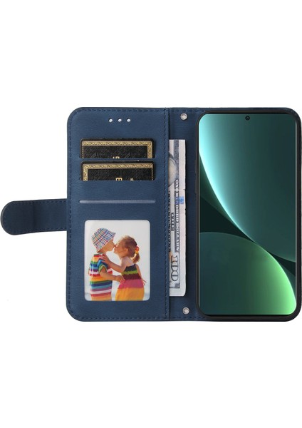 Xiaomi 13 Pro 5g Için Cilt Duygu Hissetme Cep Telefonu Kılıfı Ağaç Desen Metal Düğmesi Baskılı Çizgiler Cüzdan Deri Telefon Kapağı-Mavi (Yurt Dışından) fiyatları