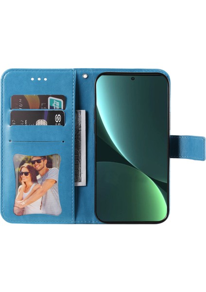 Xiaomi 13 Pro 5g Için Telefon Cüzdan Kapağı Çiçek Baskı Pu Deri Standı Damla Geçirmez Telefon Kılıfı-Mavi (Yurt Dışından) fiyatları