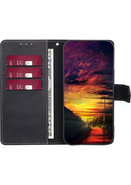 Xiaomi Redmi Için Stand Cüzdan Kılıfı Not 12 Pro+ 5g Cowhide Doku Pu Deri Rfıd Engelleme Manyetik Toka Koruyucu Kapak-Siyah (Yurt Dışından)