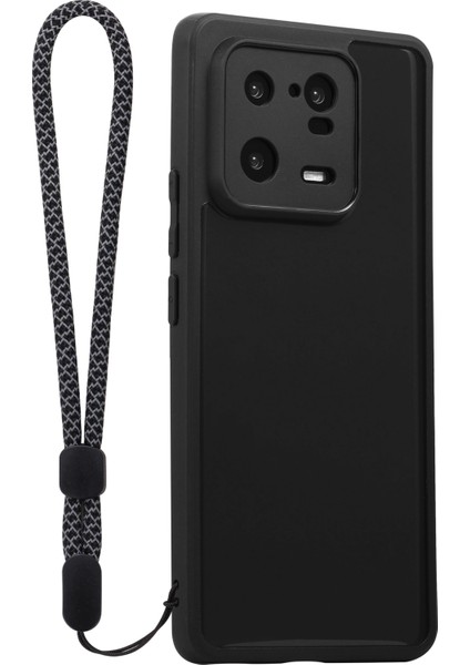 Xiaomi 13 Pro 5g Ince Fit Telefon Kapağı Şeffaf Pc+Tpu Kılıfı Bilek Kayışı Ile-Siyah (Yurt Dışından)
