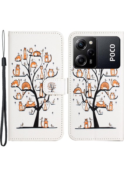 Xiaomi Için Poco X5 Pro 5g/redmi Note 12 Pro Hız 5g Pu Cüzdan Telefon Kılıfı 3D Desen Baskı Anti-Damla Stand Kapağı-Kedi ve Ağaç (Yurt Dışından)
