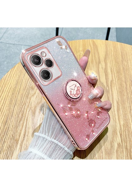 Xiaomi Poco X5 Pro 5g/note 12 Pro Hız 5g Şok Geçirmez Kasa Rhinestone Çiçek Kickstand Tpu Telefon Kapağı-Gül Altın (Yurt Dışından)