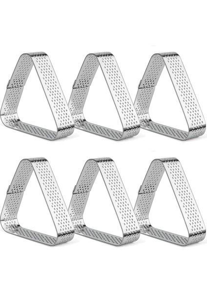 6'lı Paket Paslanmaz Çelik Tart Halkaları, Isıya Dayanıklı Delikli Kek Mus Halkası, Kek Halkası Kalıbı, (Yurt Dışından)