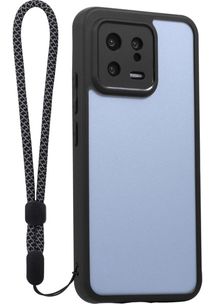 Xiaomi 13 Toz Geçirmez Telefon Kabuğu Için Bilek Kayışlı Pc+Tpu Telefon Kılıfı-Siyah (Yurt Dışından)