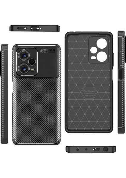 Xiaomi Redmi Için Note 12 Pro+ 5g Önleme Önleyici Cep Telefonu Kılıf Karbon Fiber Doku Tpu Koruyucu Arka Kapak-Siyah (Yurt Dışından)