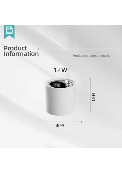 Insan Vücudu Indüksiyon Spot Işığı Tavan Sensörü Işık Lambası Oda Yüzeye Monte Edilmiş 12W Cob Sıva Altı Aydınlatma 3500K (Yurt Dışından)