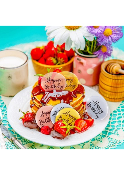 24 Adet Akrilik Kek Toppers Mutlu Doğum Günü Ayna Kek Disk Mini Yuvarlak Kazınmış Cupcake Topper Dıy Cupcake Dekorasyon (Yurt Dışından) indirimleri